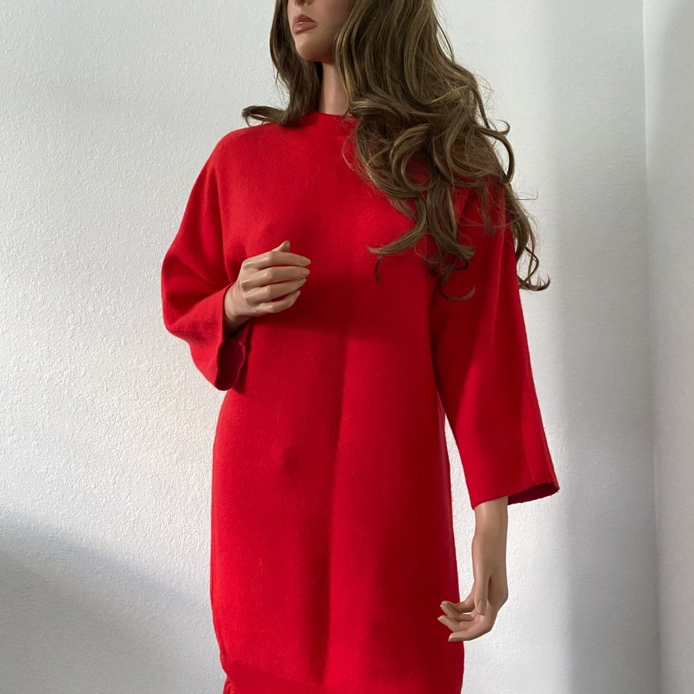 Women's Red Sweater Knit Pullover Holiday Christmas Winter Long Sleeve Dress
